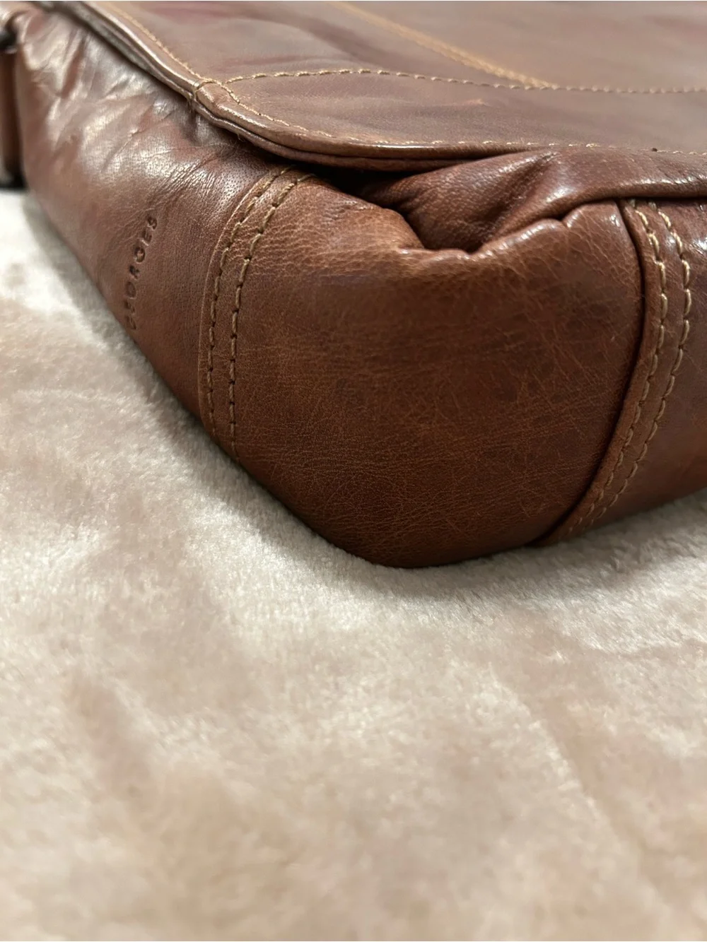 Jack Georges Voyager Buffalo Leather Messenger Bag Brown  - Great Cond! Unisex
